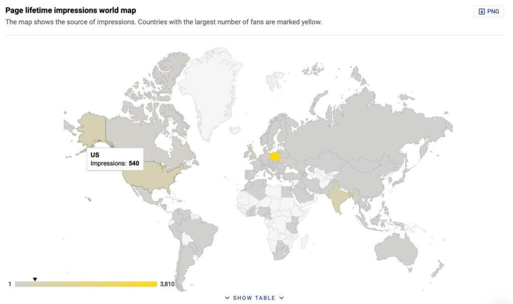 LinkedIn analytics - impressions worldmap