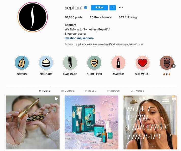Best social media platforms for ecommerce - Sephora