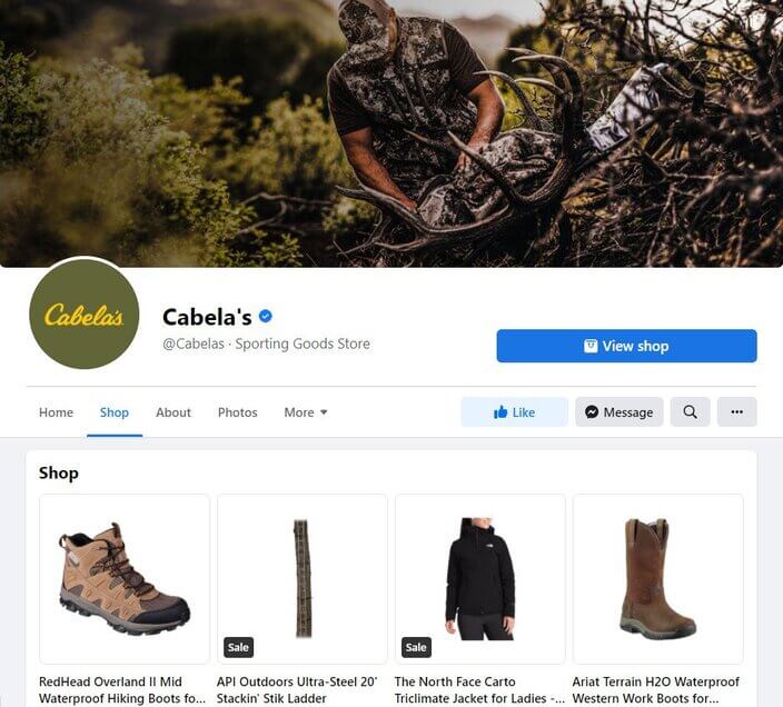 Best social media platforms for ecommerce - cabela