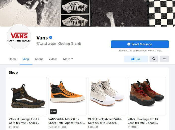 Best social media platforms for ecommerce - vans