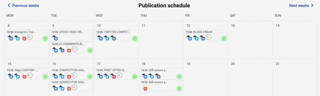 Social media content calendar in NapoleonCat