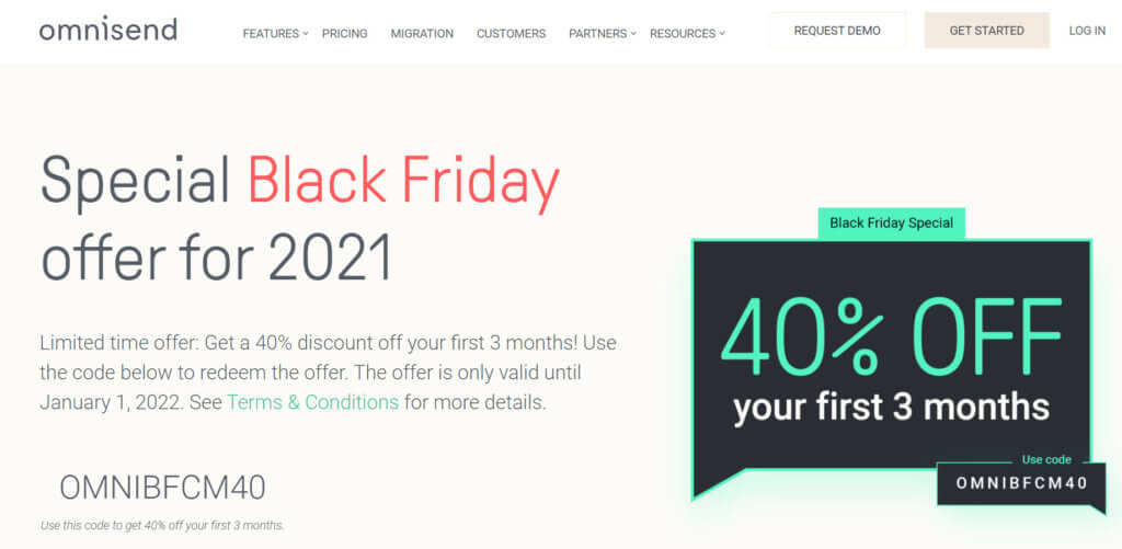 Omnisend's Black Friday deal details