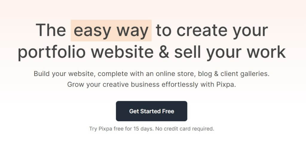 Pixpa's website
