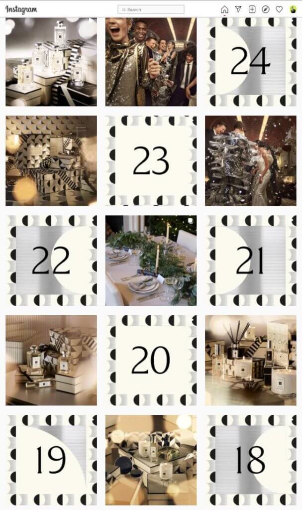 Christmas social media campaign - Jo Malone’s Instagram feed