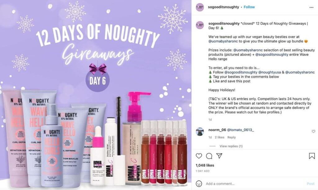 Christmas social media campaign - Nought's christmas giveaway