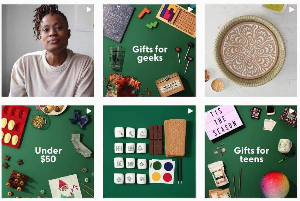 Christmas social media campaign - Uncommon goods instagram