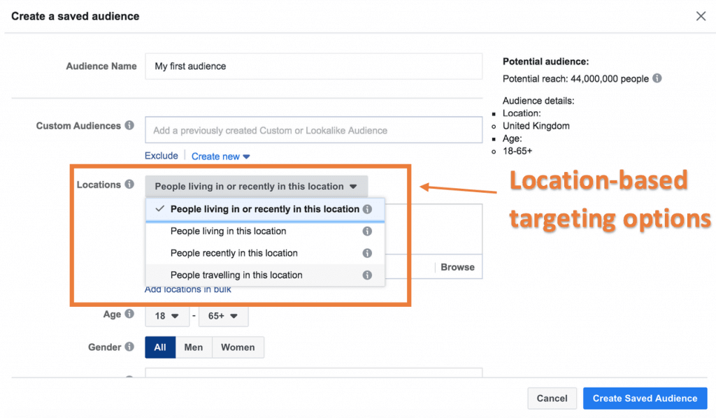 Facebook campaign structure - audience targeting