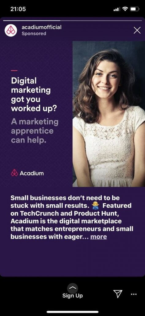 Social media cta - acadiumofficial instagram story