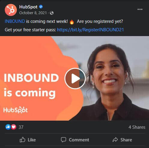 Social media cta - hubspot facebook post