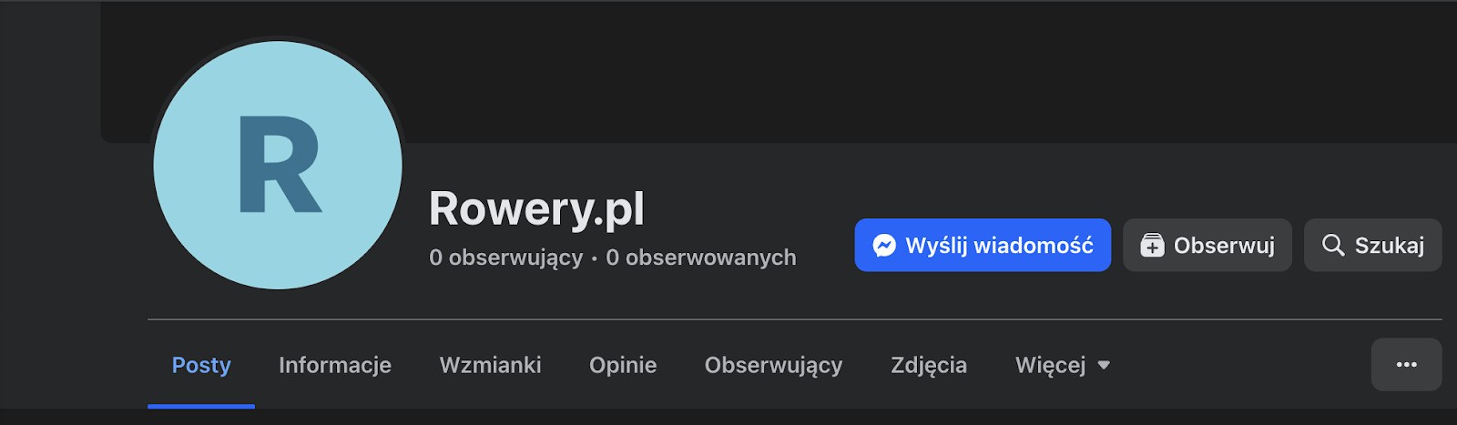 Przycisk "Wyślij wiadomość" w profilu na Facebooku firmy.
