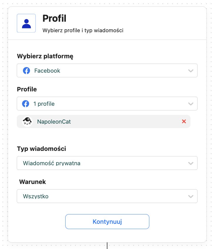 Sekcja "Profil" w Auto-moderacji NapoleonCat.
