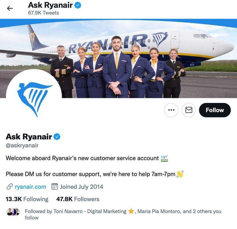 Social Media for eCommerce - ask ryanair twitter