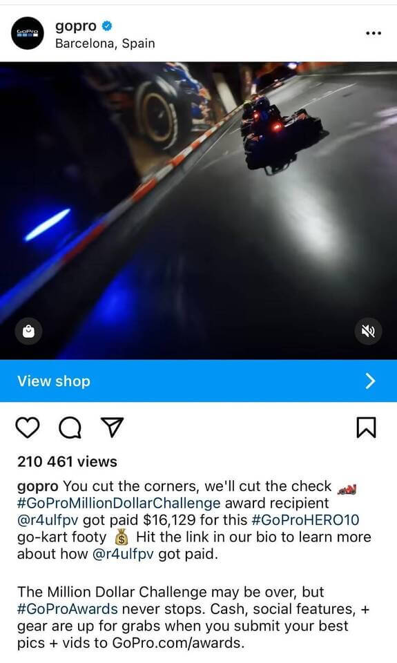user generated content examples - gopro ig post1