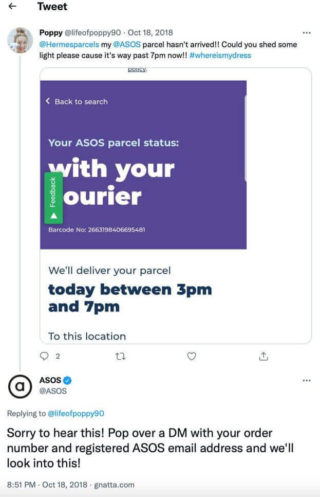 Customer Care Strategy - asos twitter response