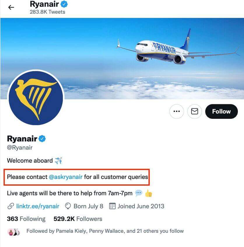 Customer Care Strategy - ryanair twitter