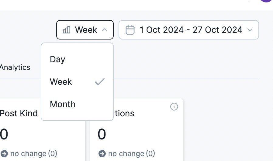 Facebook Analytics Tool - selecting time period for analysis