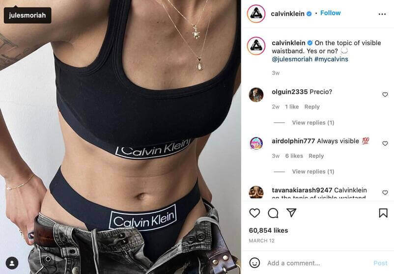 How to Sell on Instagram - calvinklein ig post