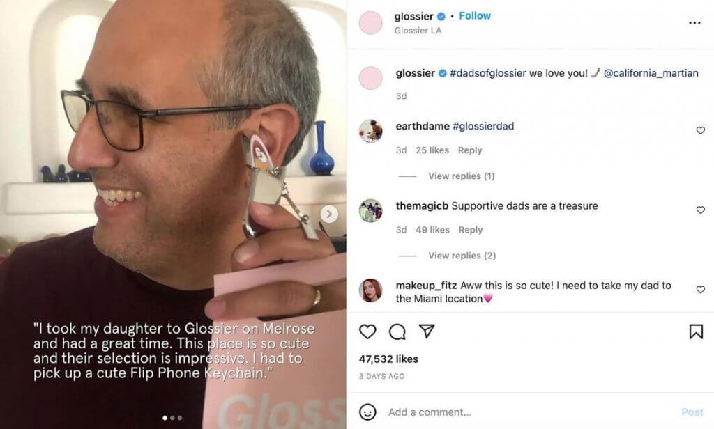 Beauty eCommerce - glossier ig post