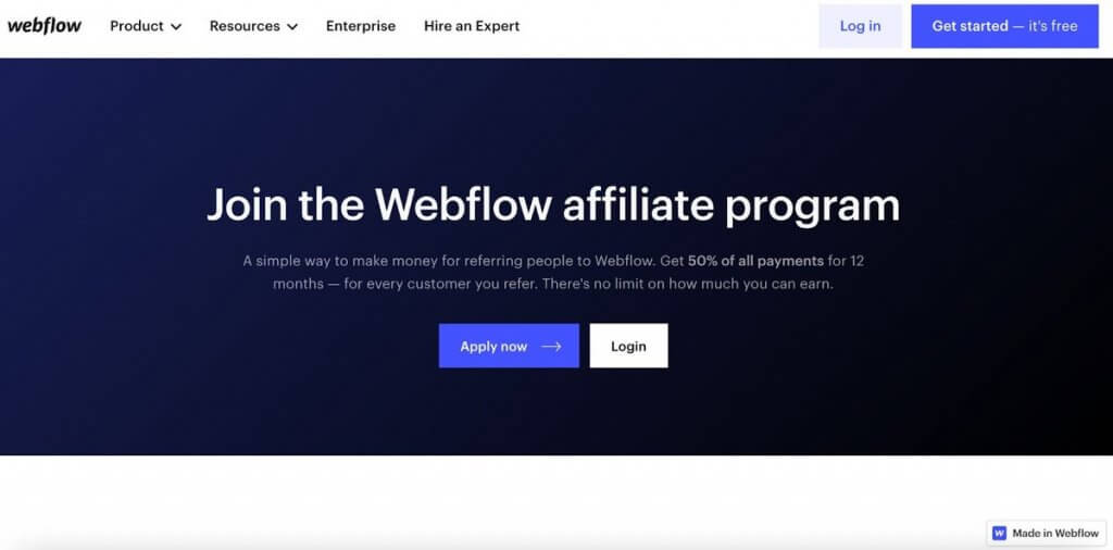Best Affiliate Programs - webflow