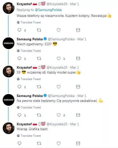 Jak dbać o klientów w social media - komunikacja z klientem samsung