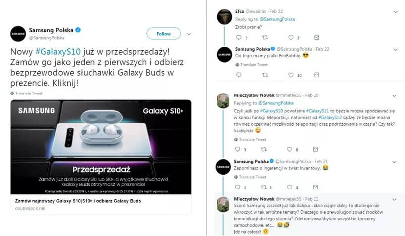 Jak dbać o klientów w social media - samsung polska tweet