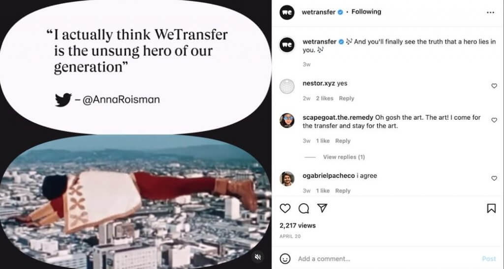 Loyal Fans - wetransfer ig post