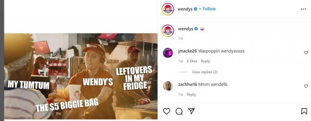 Social Boost - wendys ig post