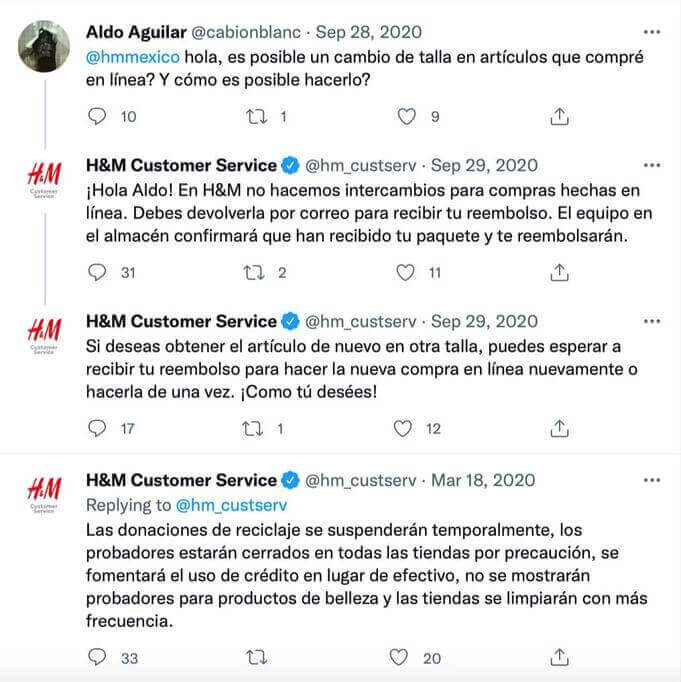 eCommerce Automation - h&m costumer conversation