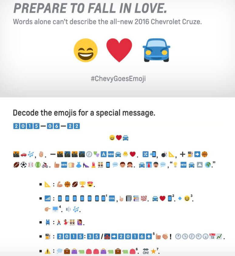 marketing emoji - chevrolet campaign