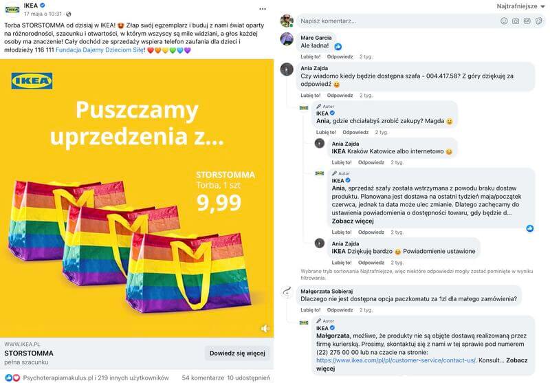 sprzedaż przez social media - ikea fb ad