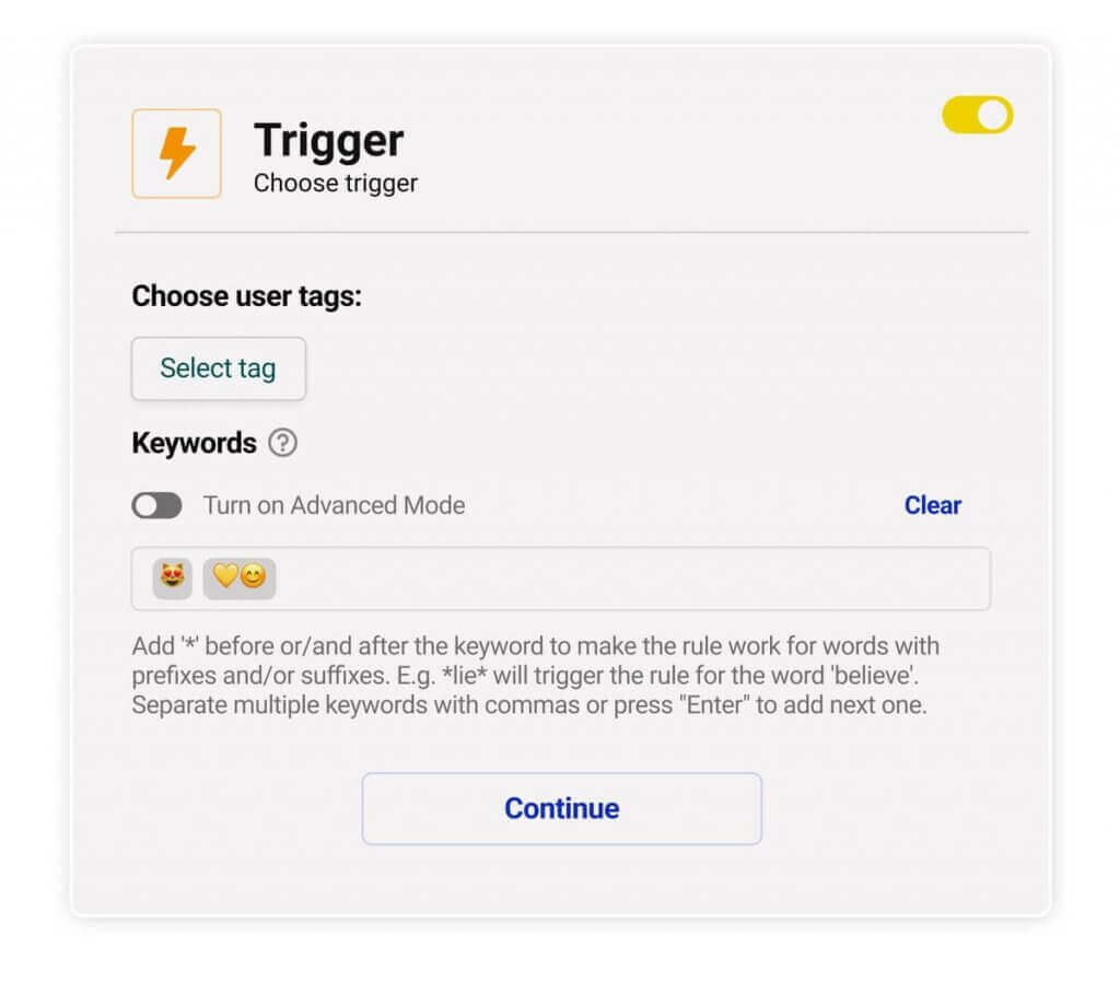 Auto-moderacja 2.0 - choose trigger