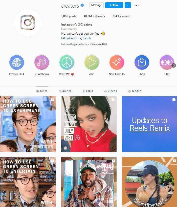 Instagram Reels Algorithm - creators ig profile