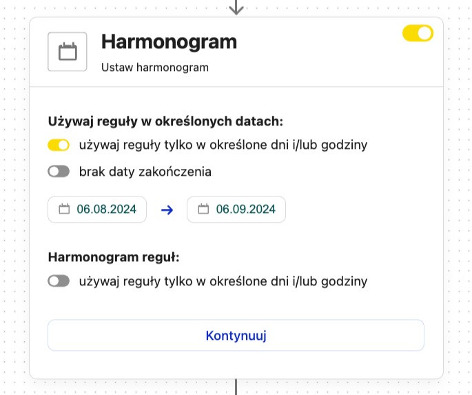 automatyczne odpowiedzi w komentarzach na facebooku - harmonogram reguł