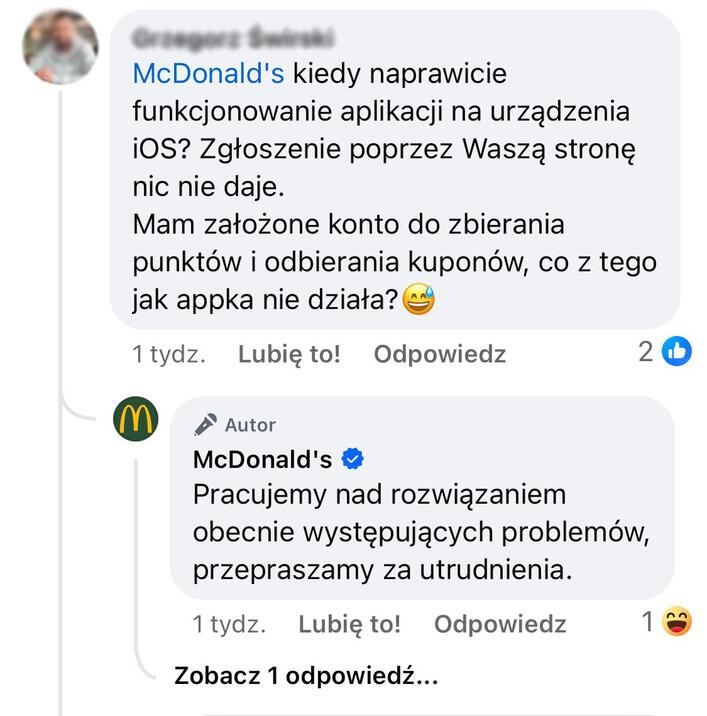 automatyczne odpowiedzi w komentarzach na facebooku - przykładowa automatyczna odpowiedź w komentarzu na FB