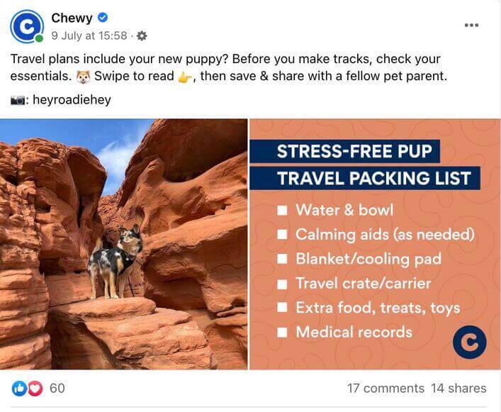 facebook interactive posts - chewy fb post