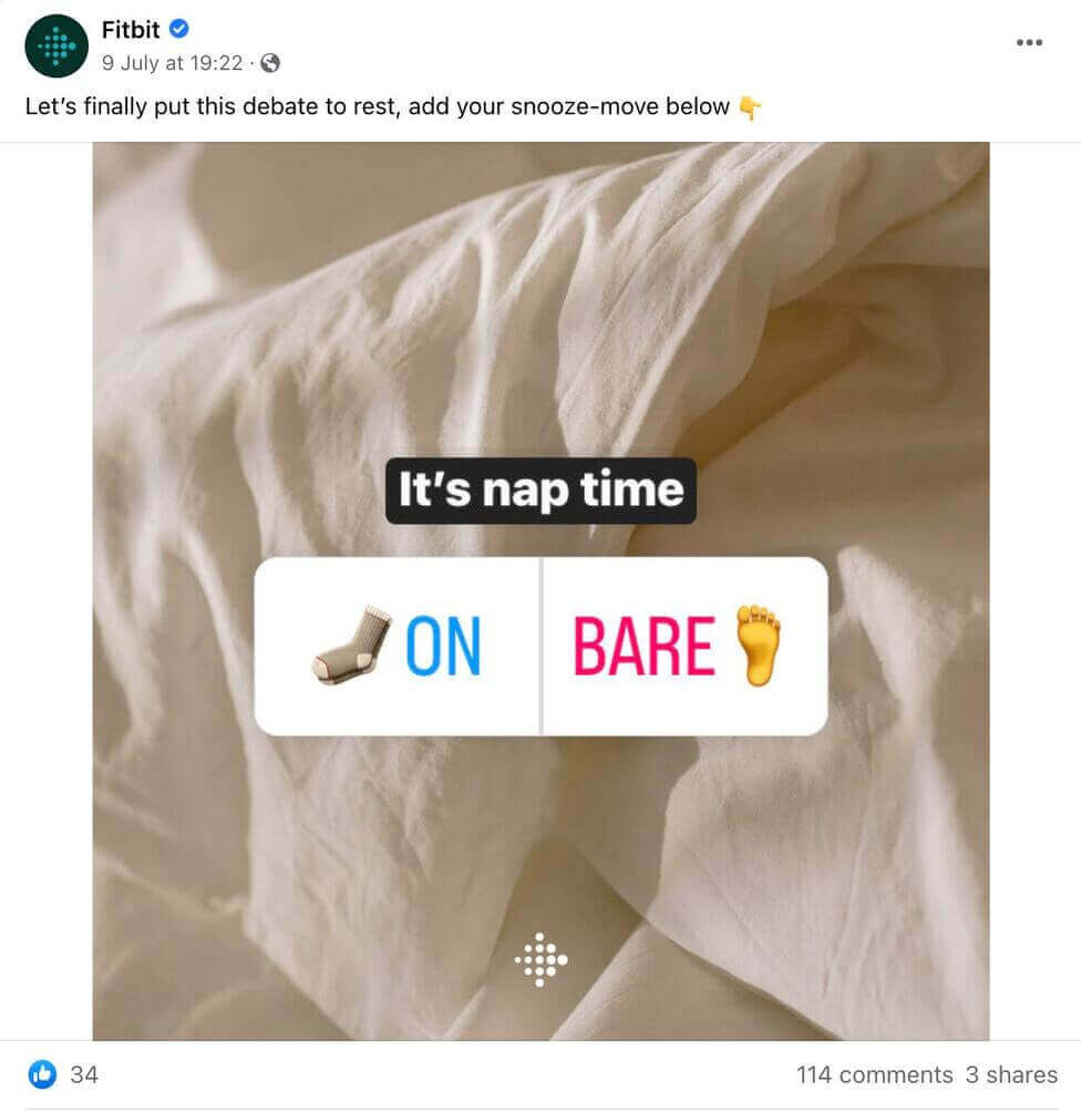 facebook interactive posts - fitbit's poll post