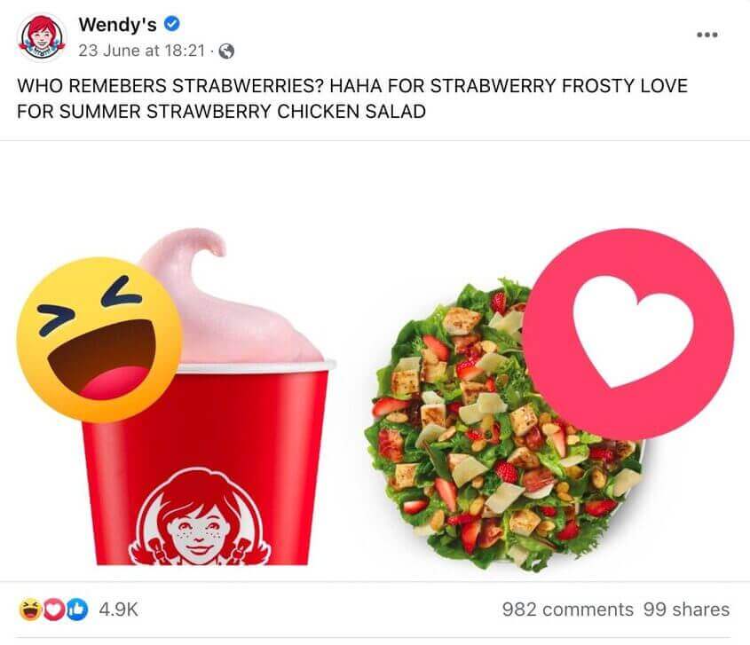facebook interactive posts - wendys fb post