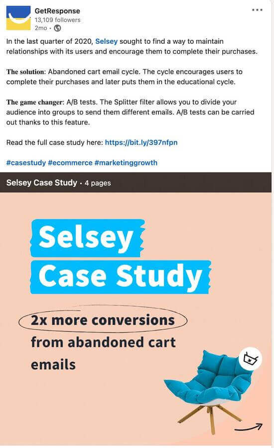 LinkedIn Content Strategy - getresponse case study