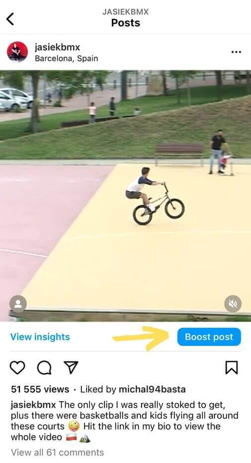 boost post on Instagram - jasiekbmx ig post