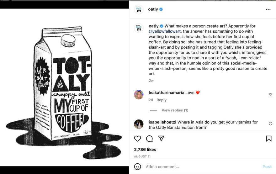 boost post on Instagram - oatly ig post