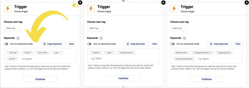 Facebook comment auto reply - creating different triggers in NapoleonCat