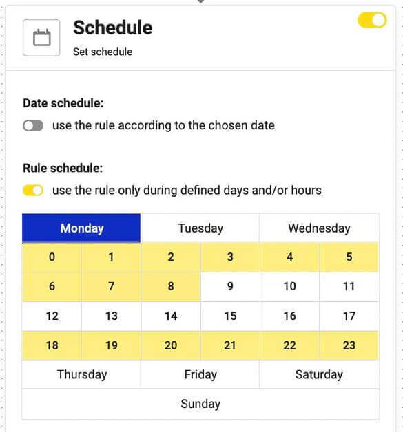 scheduling an automatic rule