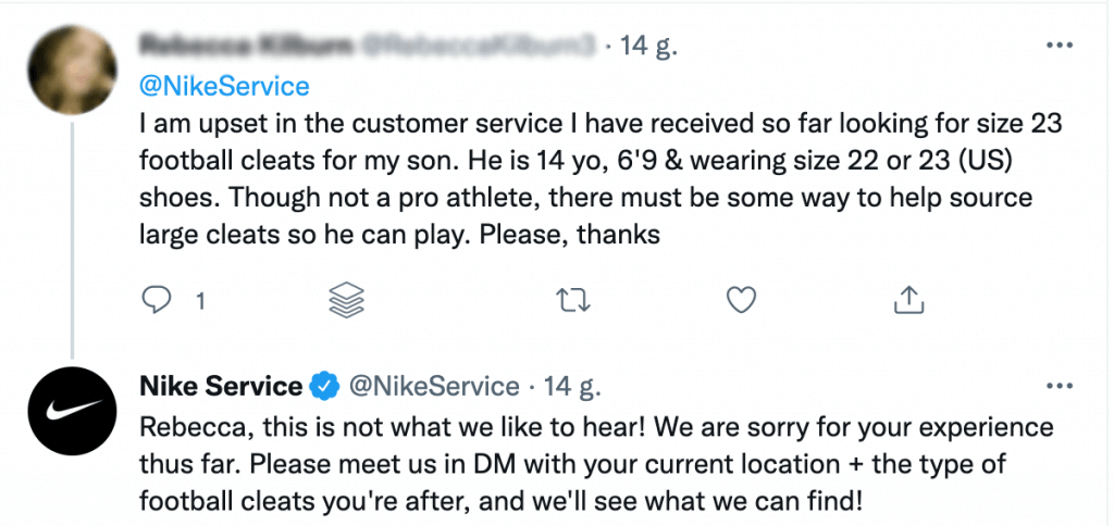 Social Listening - nike costumer service