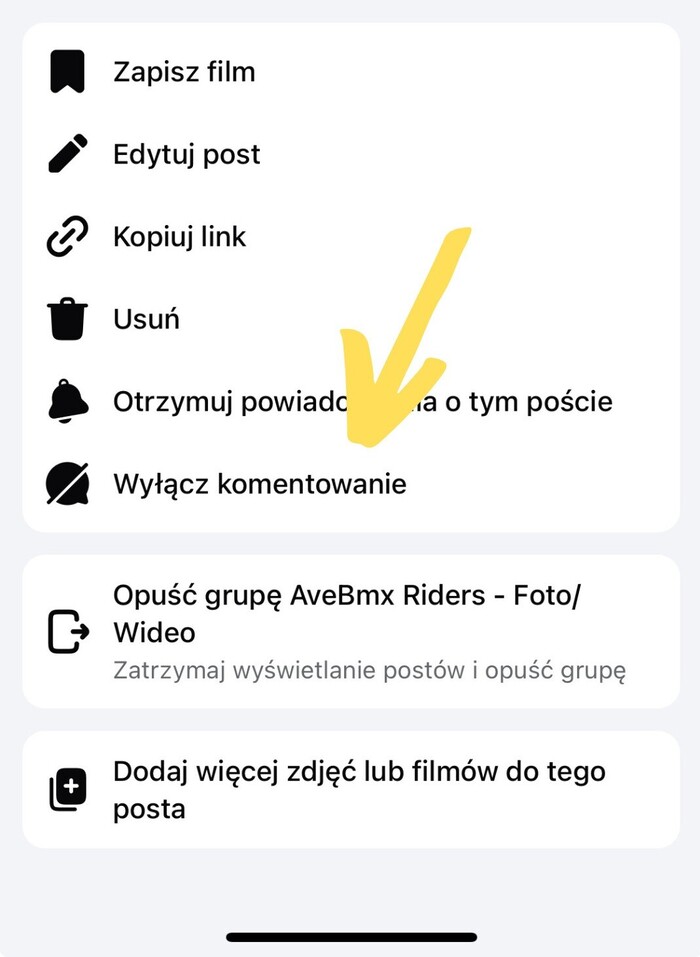 Wyłączanie komentowania w postach w grupach na Facebooku