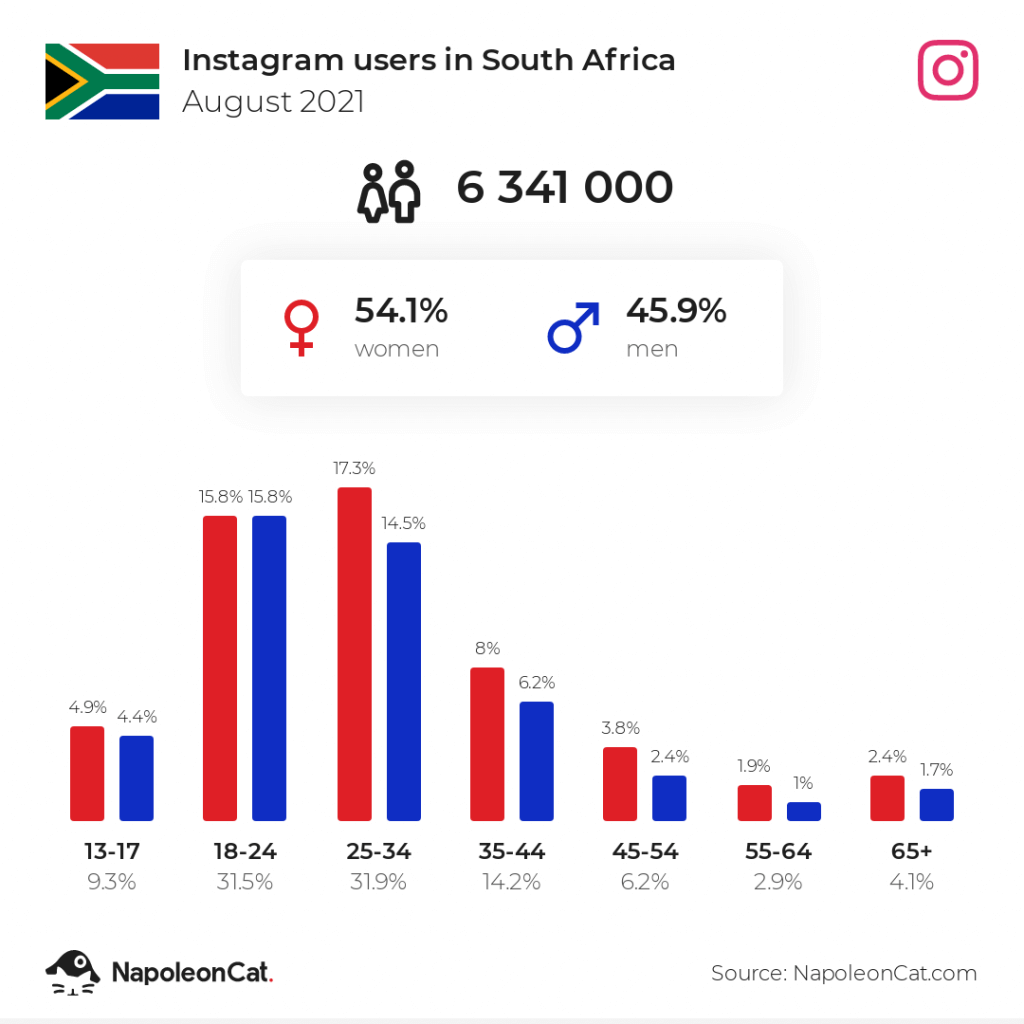 instagram users in south africa august 2021