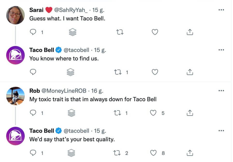 Brand Monitoring - taco bell replying on twitter 
