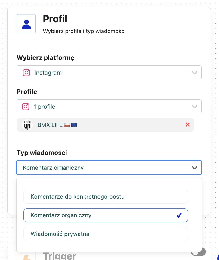 Sekcja "Profil" w Auto-moderacji.