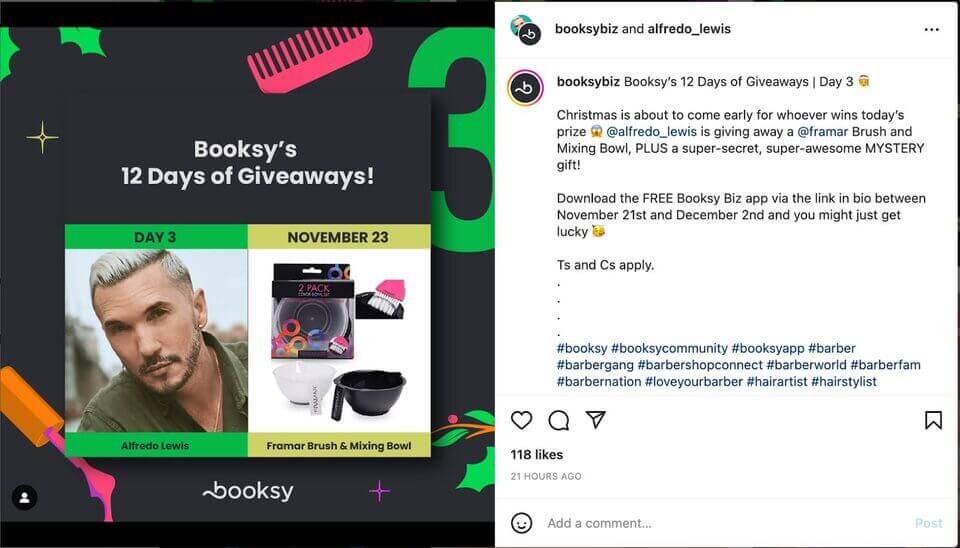 How to Collab Post on Instagram - Giveaways posts on Booksy’s Instagram