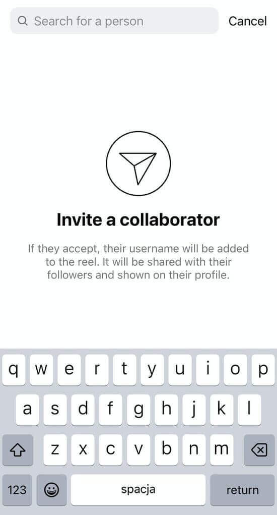 How to Collab Post on Instagram - search for a collaborator