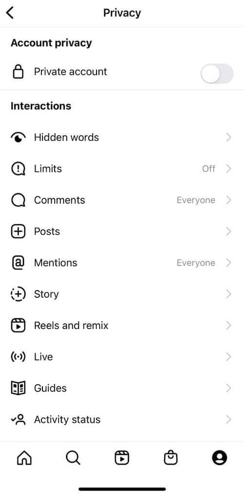 Instagram Comments - privacy settings